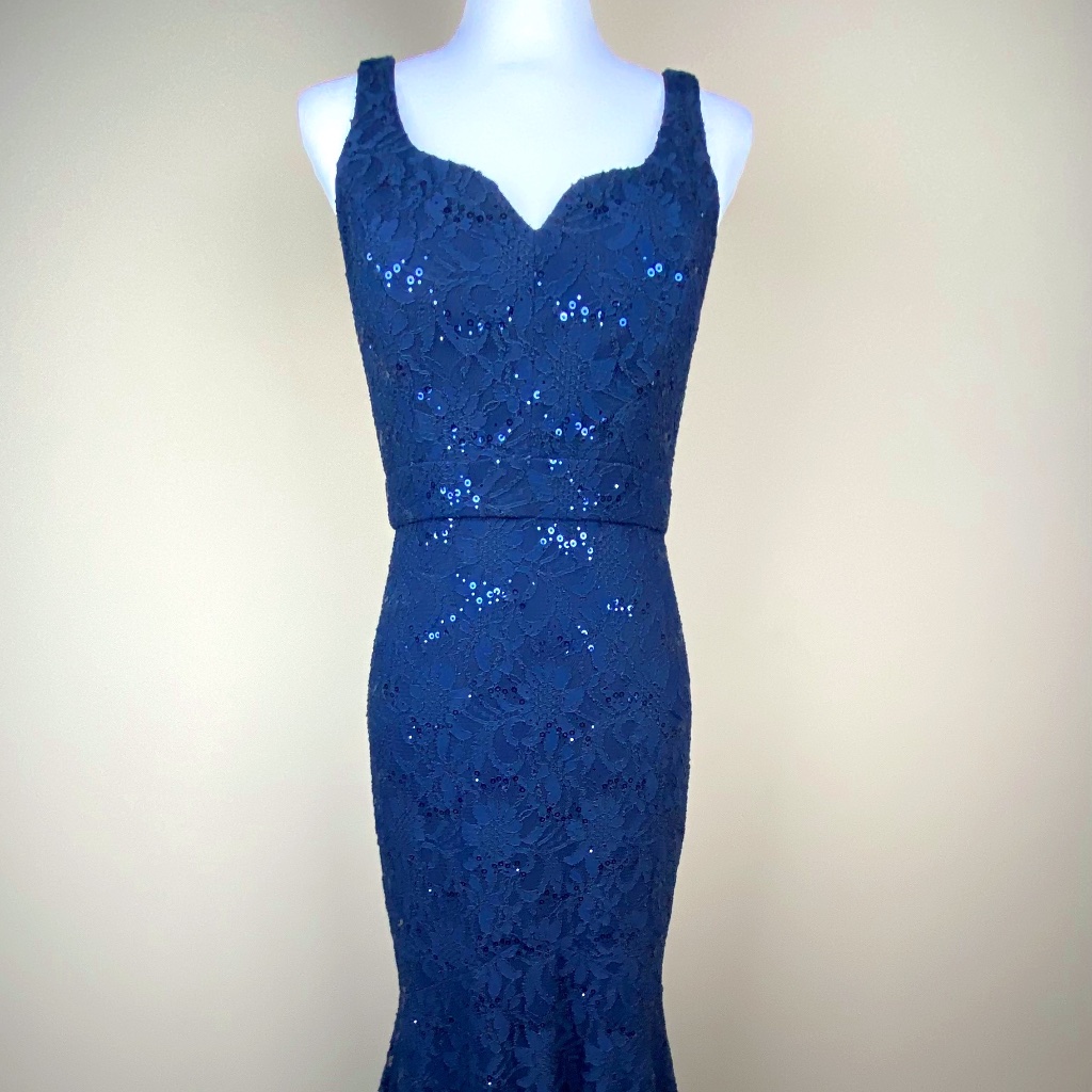 Betsy & Adan Navy Blue Sequin Dress Nwt